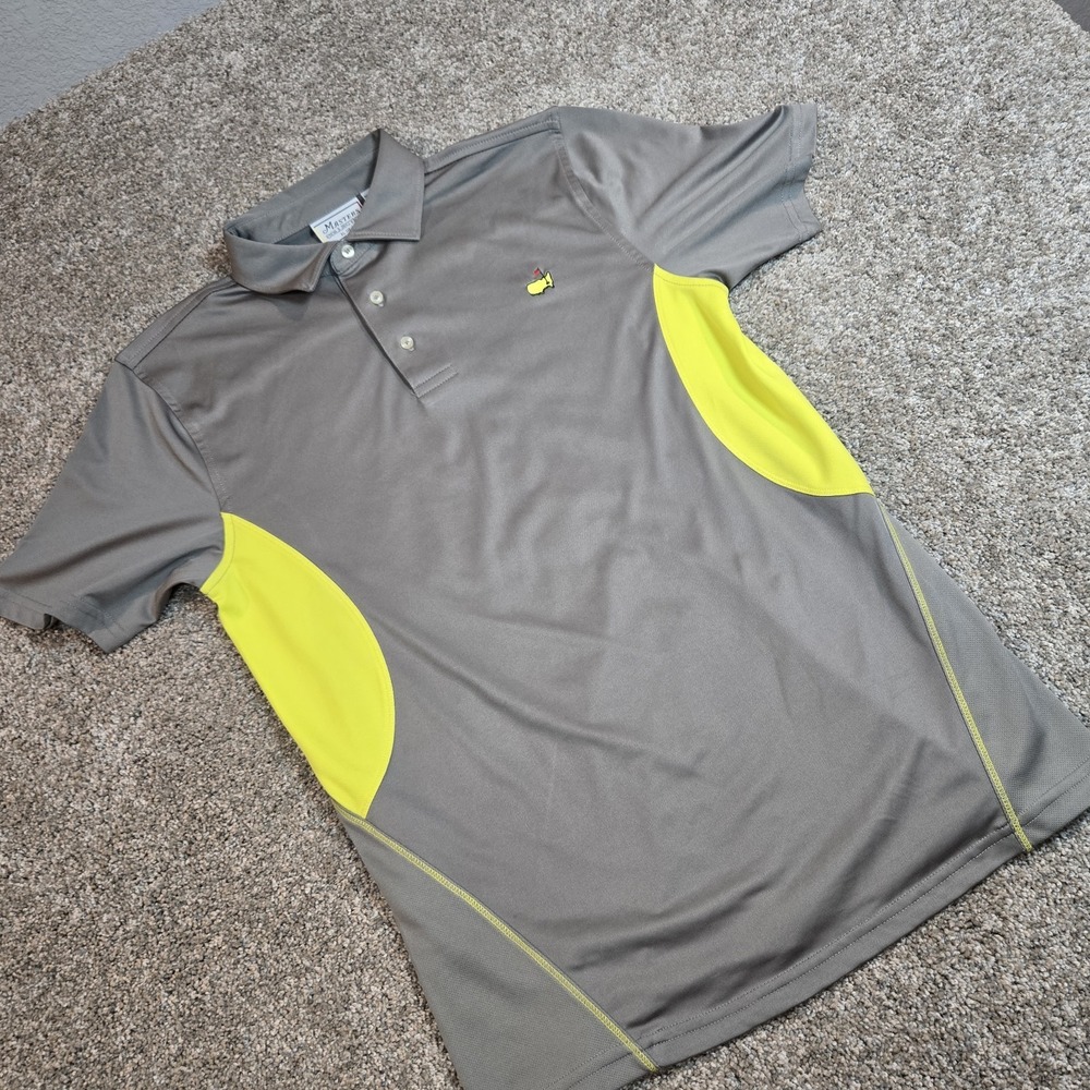 Masters‎ Kids XL(12-14) Gray/ Yellow Performance Golf Polo Shirt Augusta